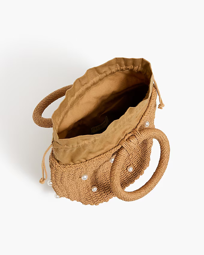 Raffia bag with pearls | J.Crew Factory