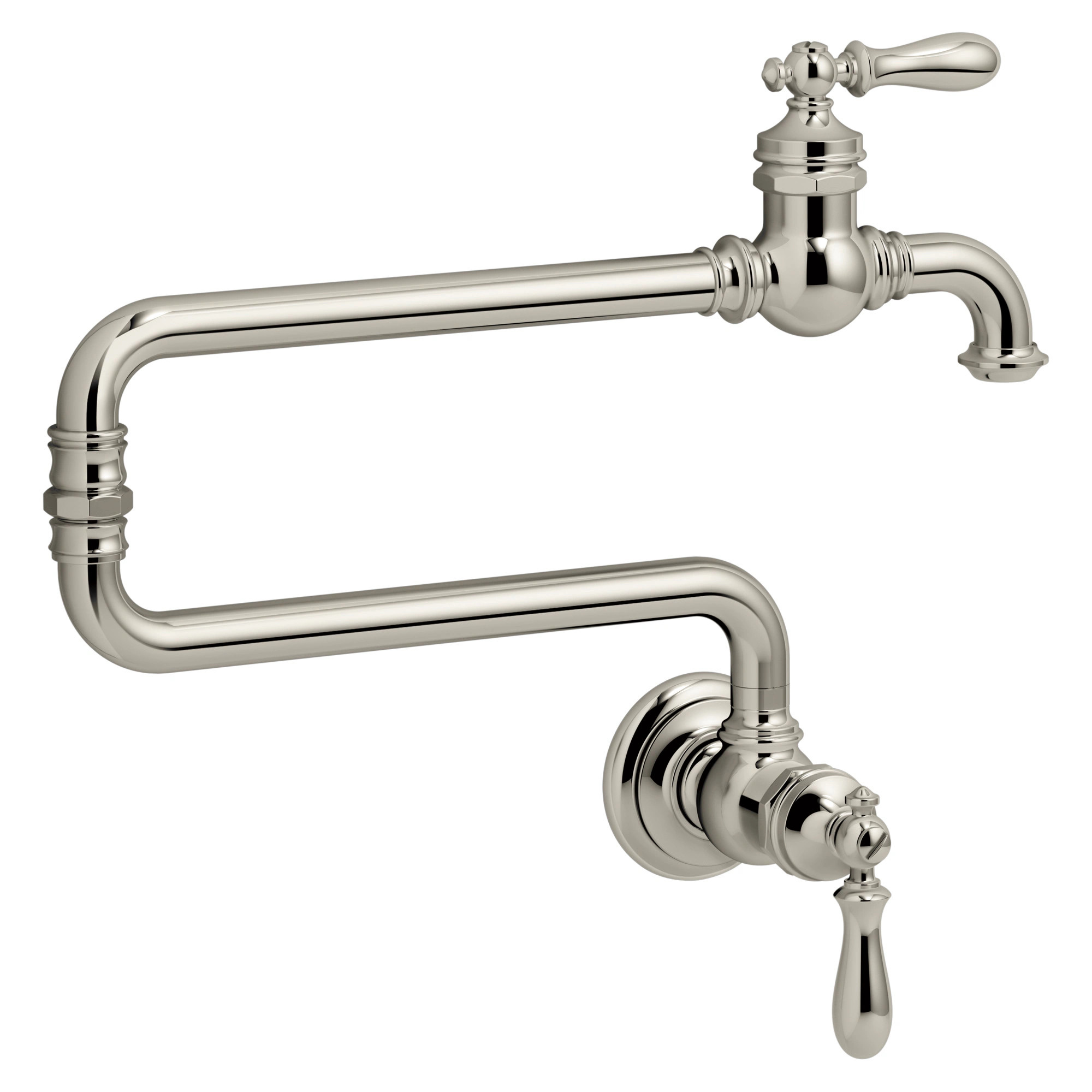 KOHLER Artifacts Vibrant Polished Nickel Double Handle Wall-mount Pot Filler Kitchen Faucet | 99270-SN | Lowe's