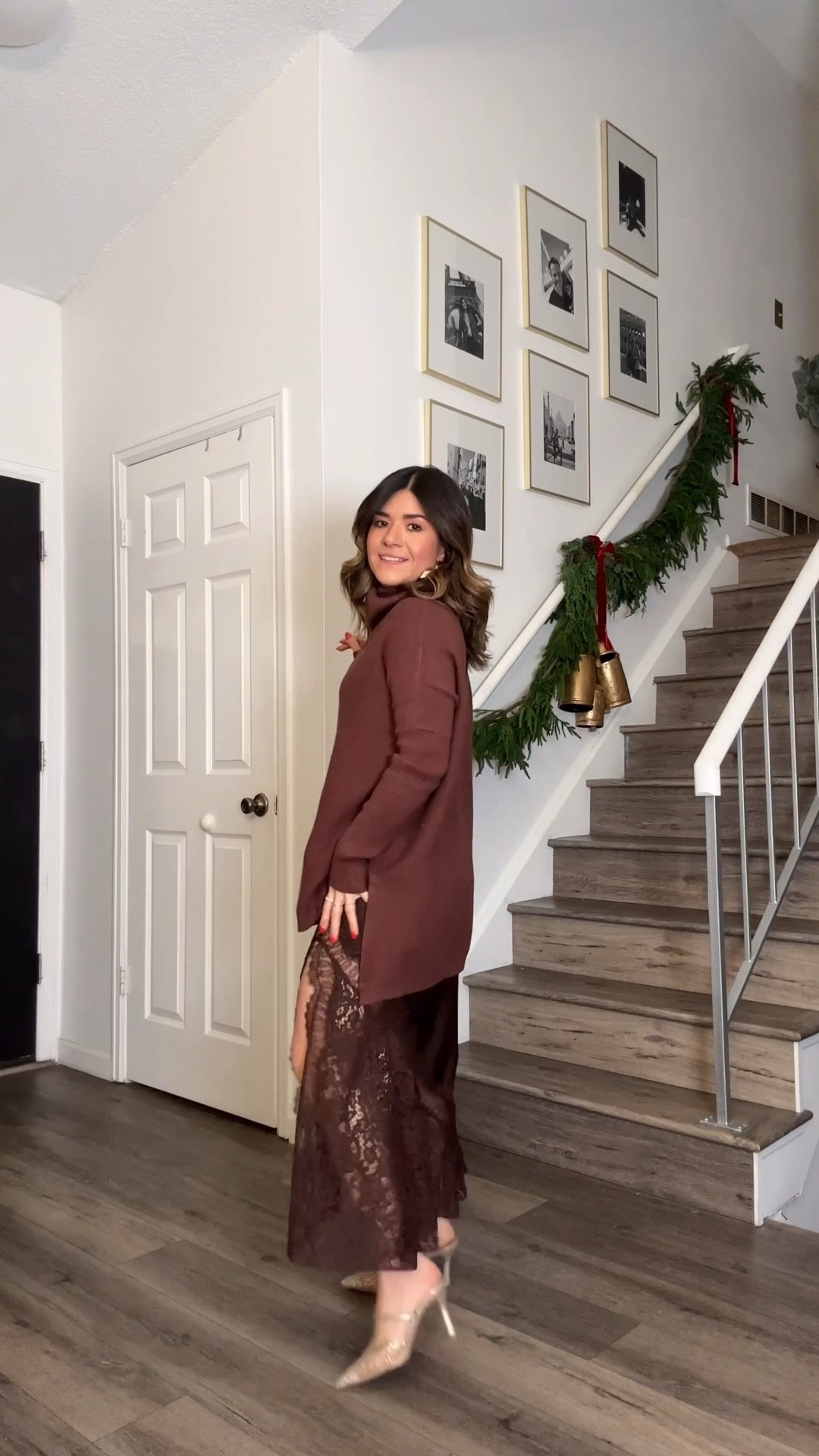 The prettiest brown silk skirt for the holidays! 
It runs tts. Order your regular size. 
Sweater size small
Skirt size xs

#LTKHoliday #LTKFindsUnder100 #LTKootd