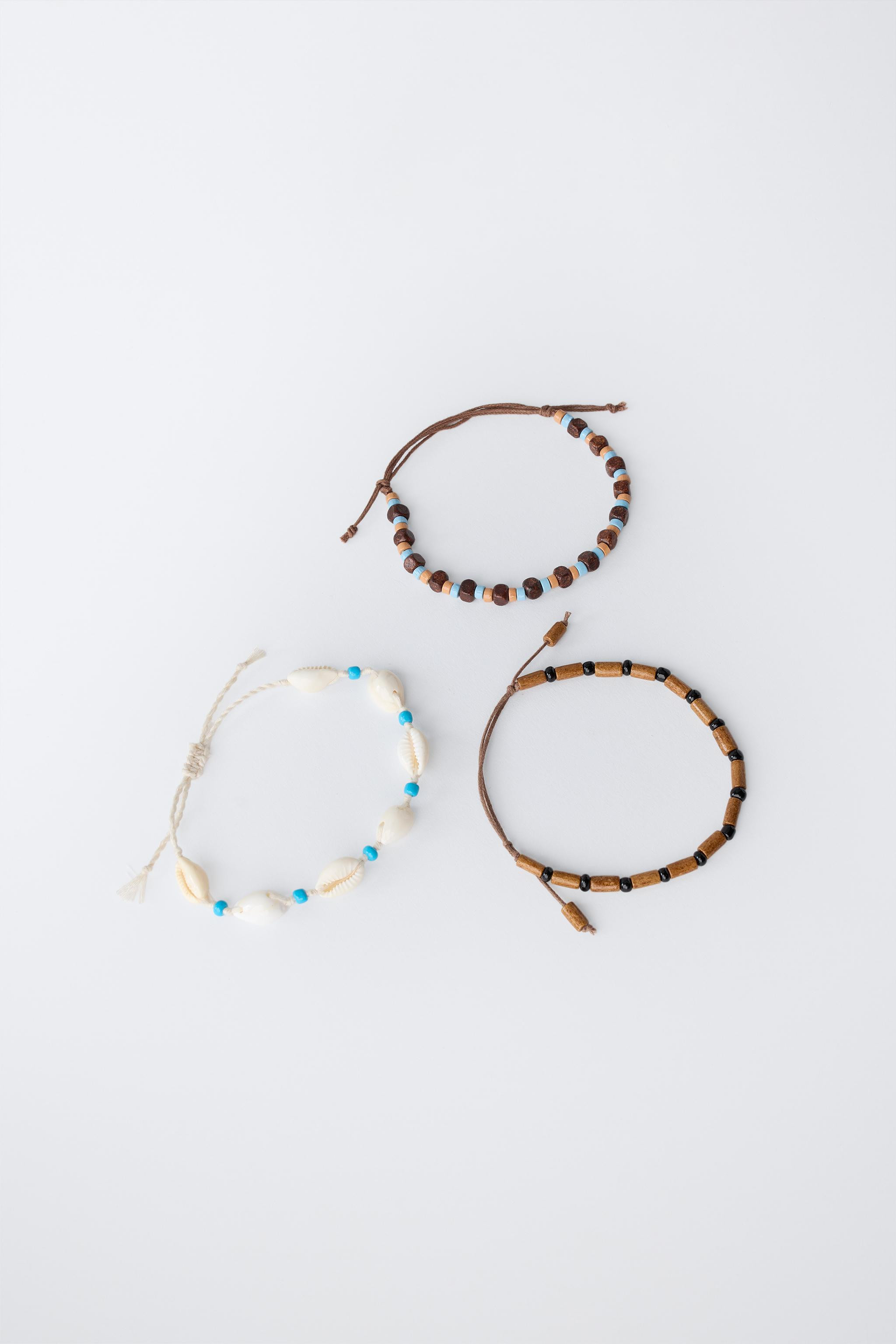 THREE-PACK OF BEADED SHELL BRACELETS | Zara US