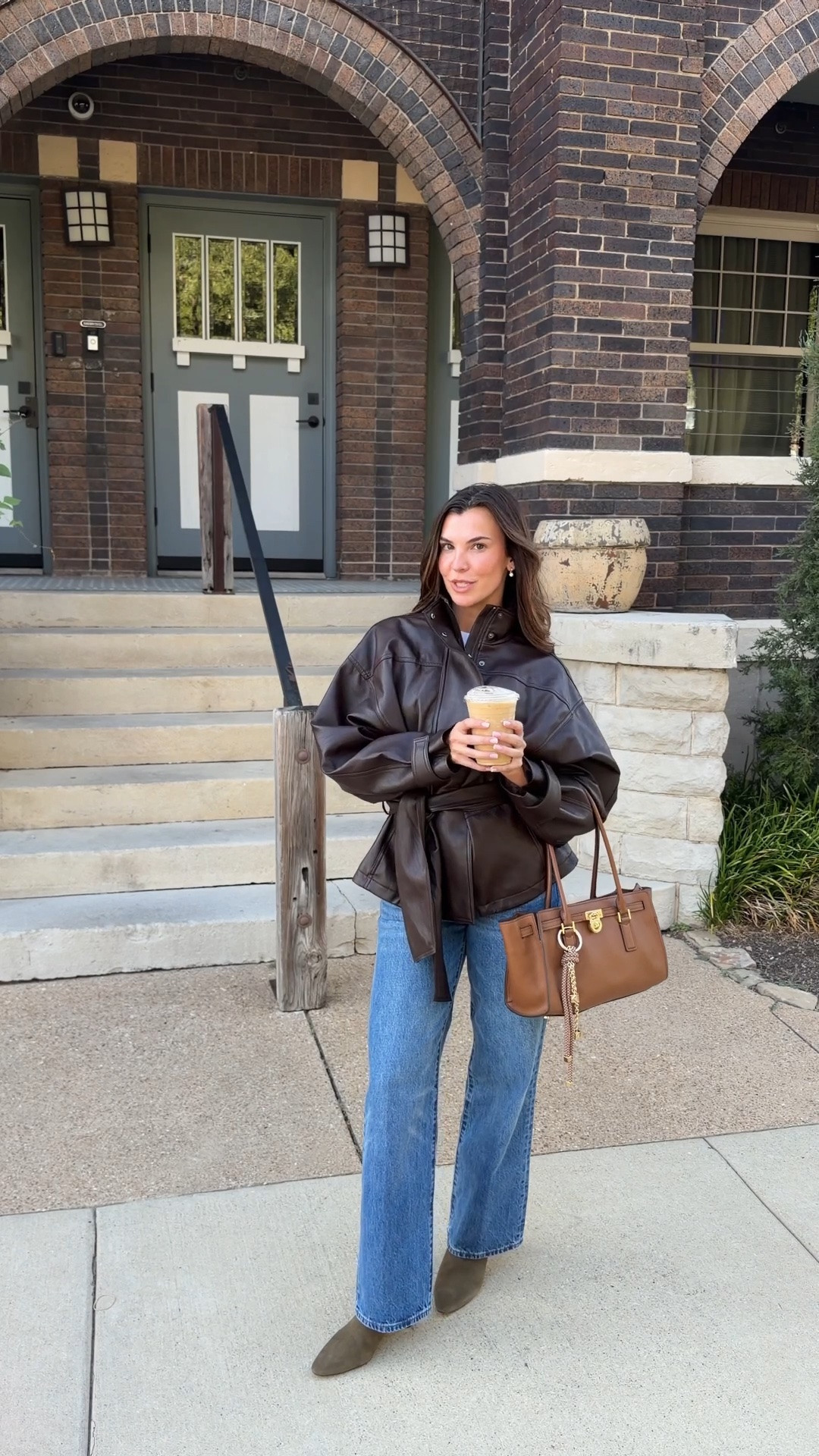 Weekend wear! Obsessed with my Michael Kors Hamilton moderne bag, boots, and accessories ✨