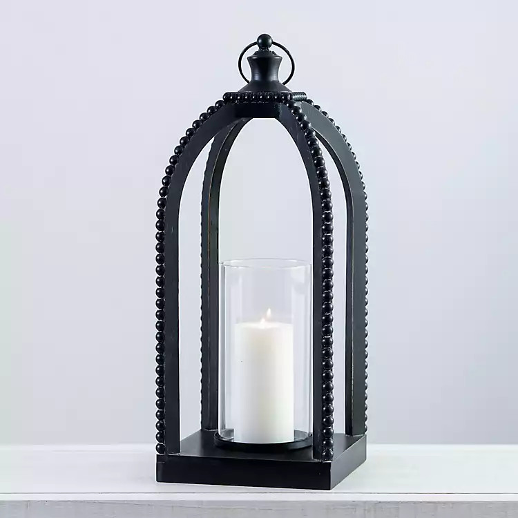Black Fieldstone Beaded Lantern, 21 in. | Kirkland's Home