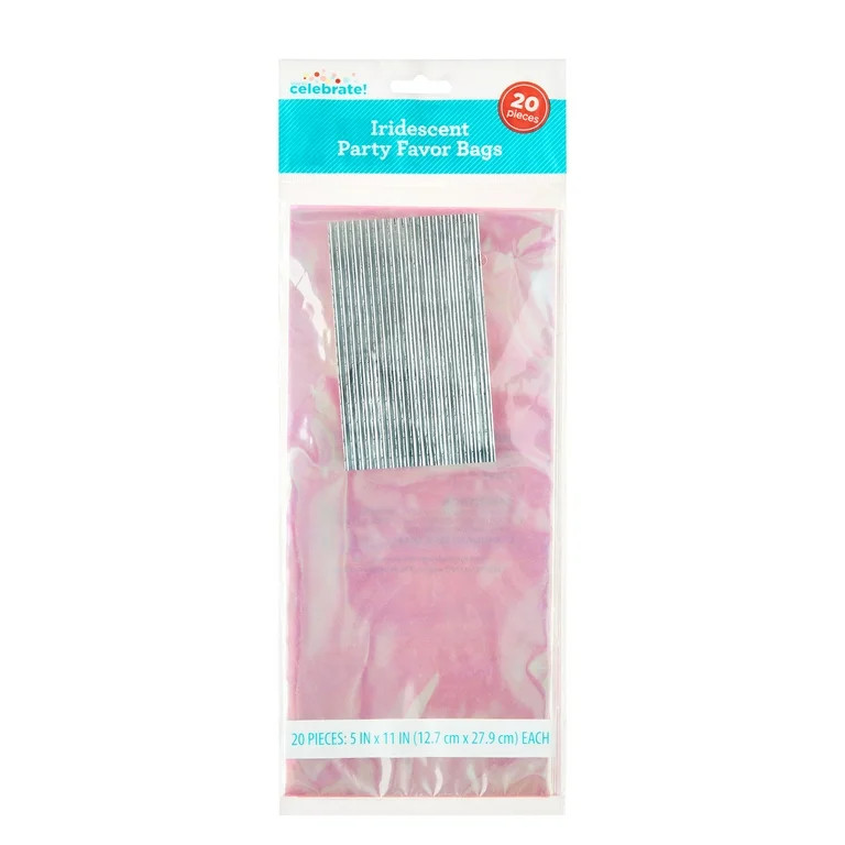 (6 pack) Clear Iridescent Party Favor Bags with Twist Ties, 11" x 5", 20 Count, by Way To Celebra... | Walmart (US)