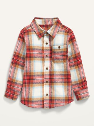 Drop-Shoulder Plaid Flannel Shirt for Toddler Girls | Old Navy (US)