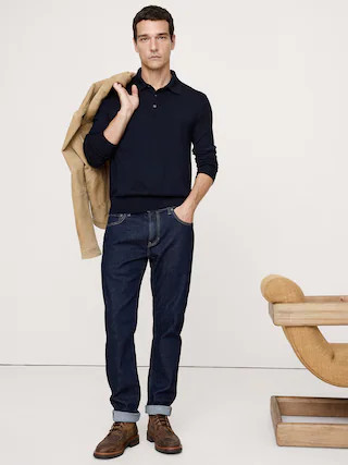 Merino Long-Sleeve Sweater Polo Shirt | Banana Republic (US)
