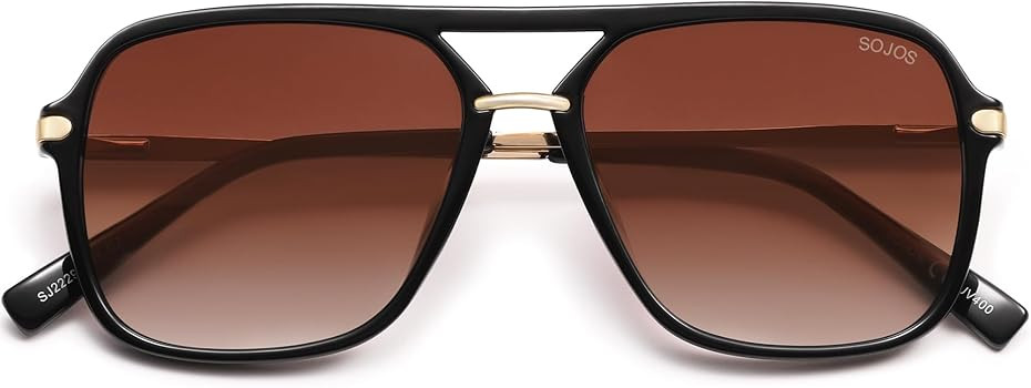 SOJOS Sunglasses for Women & Men, Square, Retro, Polarized Lens, Trendy Aviator, 90s Shades | Amazon (US)