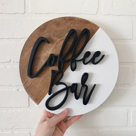 10” Coffee Bar Round  // Wood Sign Decor // Farmhouse Sign // Farmhouse Home Decor | Etsy (US)