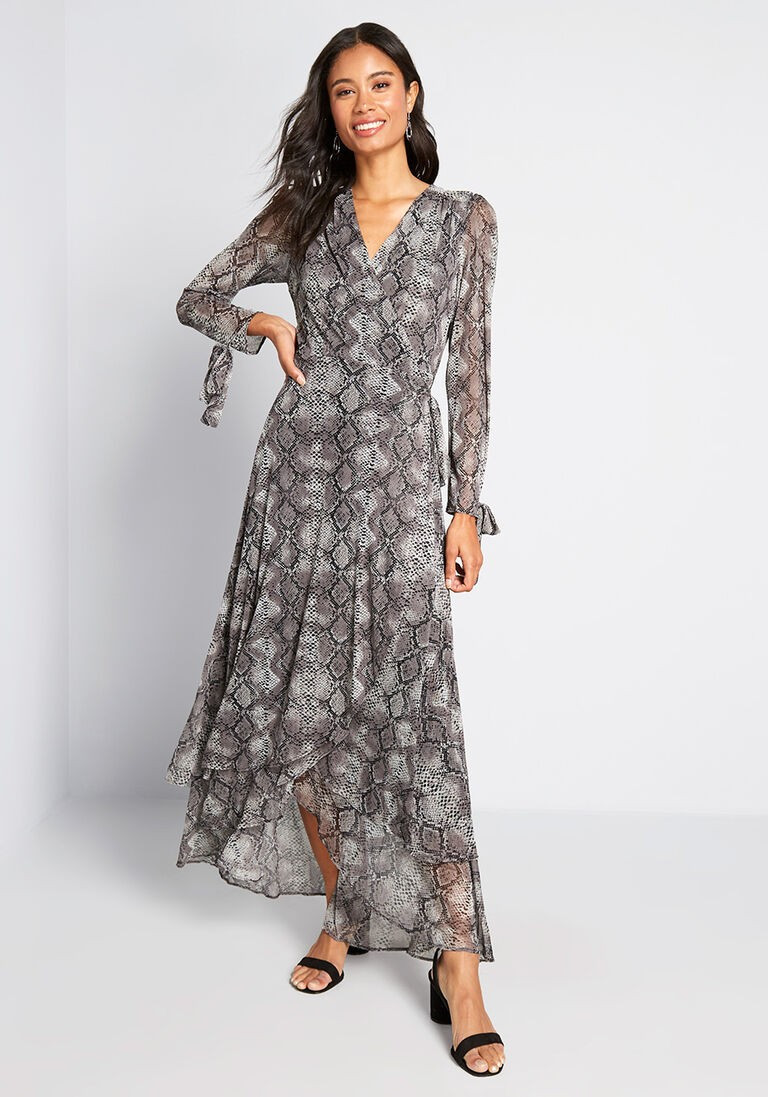 So Wrapped Up Maxi Dress in 6 - Long Sleeve Maxi Long by Betsey Johnson from ModCloth | Modcloth