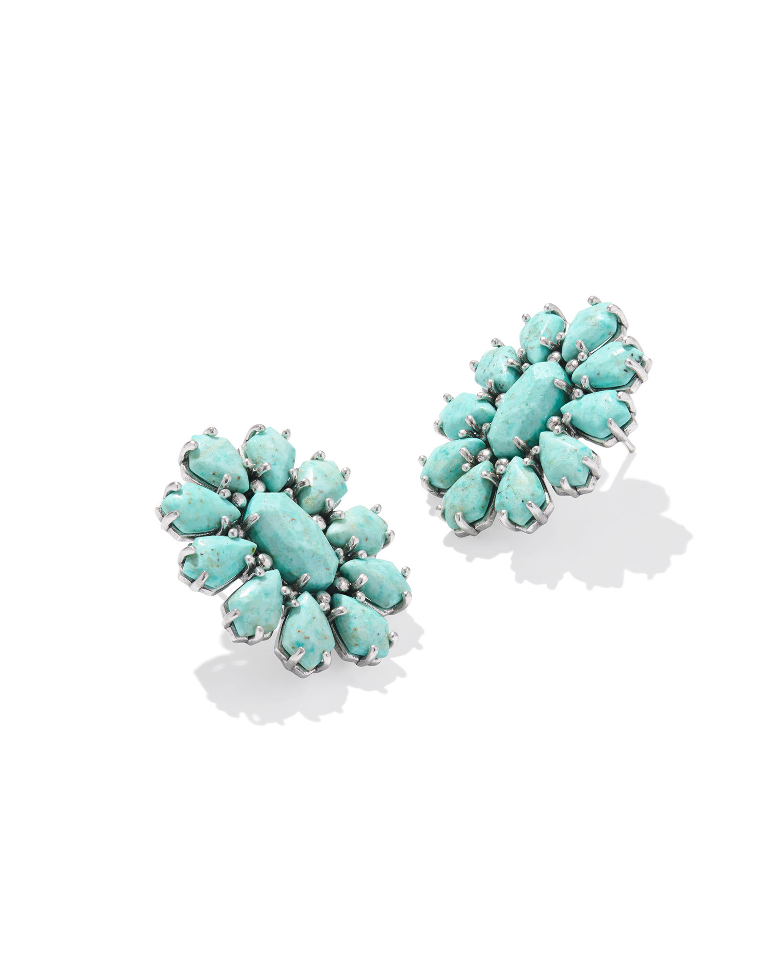 Flynn Vintage Silver Stud Earrings in Sea Green Chrysocolla | Kendra Scott