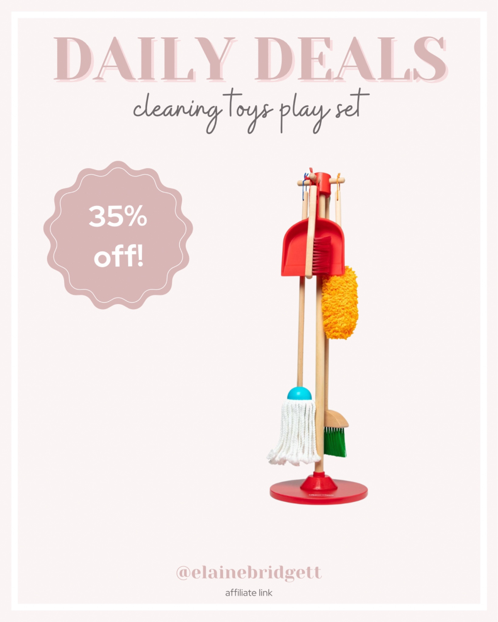 Cleaning toys play set on sale!

Melissa and Doug toys, Melissa and Doug cleaning play set, pretend play toy set, kids mop and broom set, Montessori toys, wooden toys, Amazon daily deals 

#LTKHome #LTKKids #LTKFindsUnder50