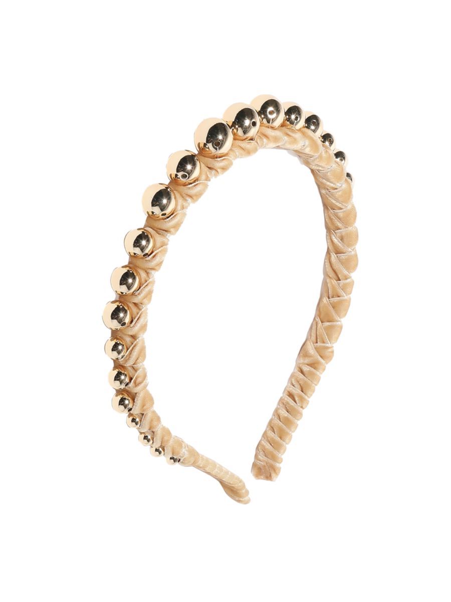 14K-Gold-Plated & Velvet Graduated Bead Headband | Saks Fifth Avenue