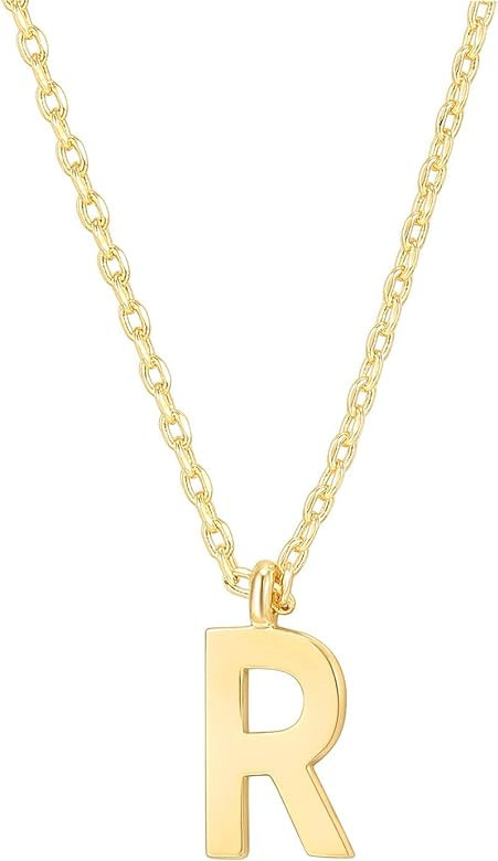 PAVOI 14K Gold Plated Initial Necklace | Letter Necklaces for Women | Amazon (US)