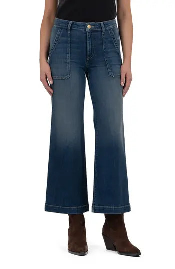 KUT from the Kloth Meg Utility Pocket High Waist Wide Leg Jeans in Reflective at Nordstrom Rack, Size 12 | Nordstrom Rack