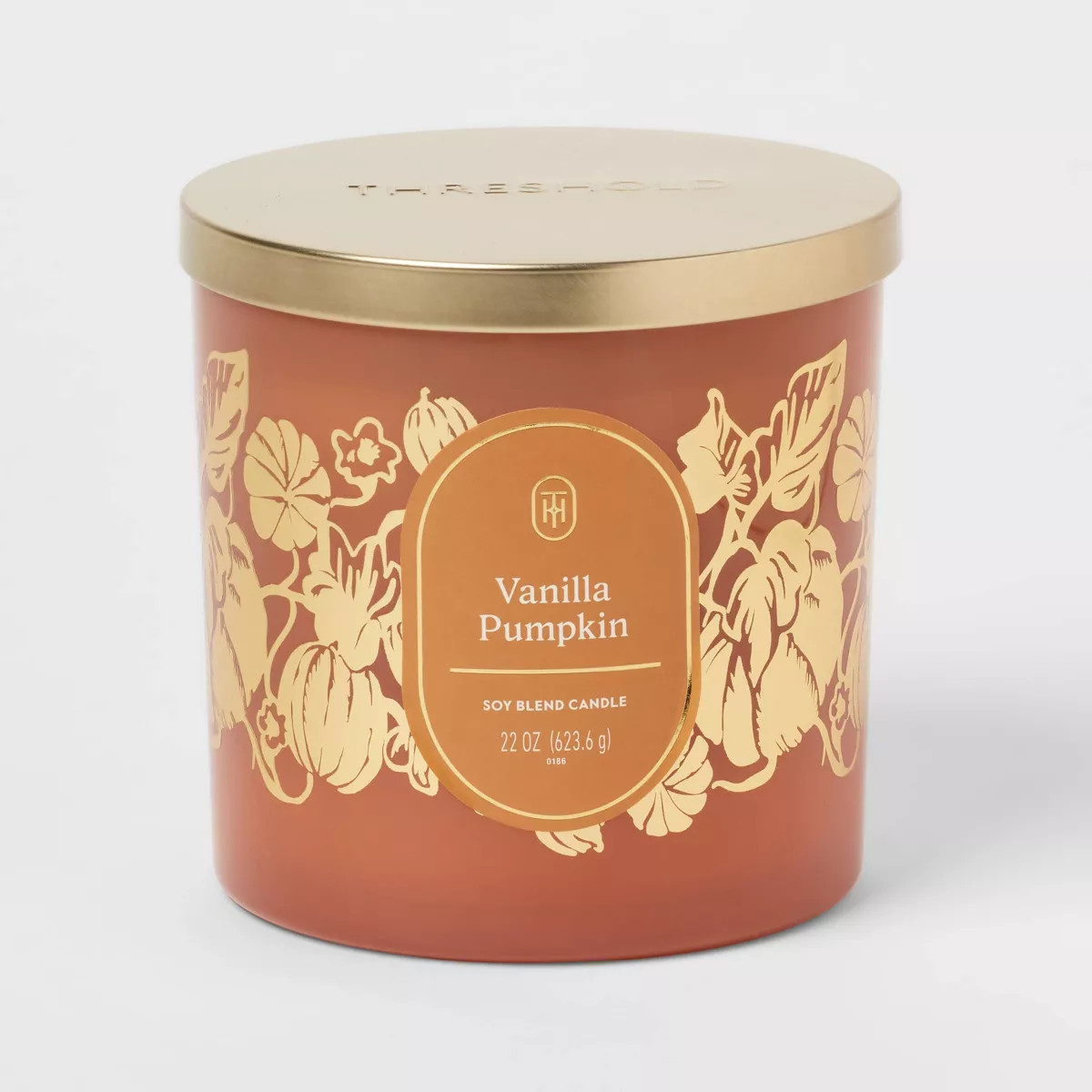 3-Wick 22oz Decal Glass Vanilla Pumpkin Jar Candle with Metal Lid - Threshold™ | Target