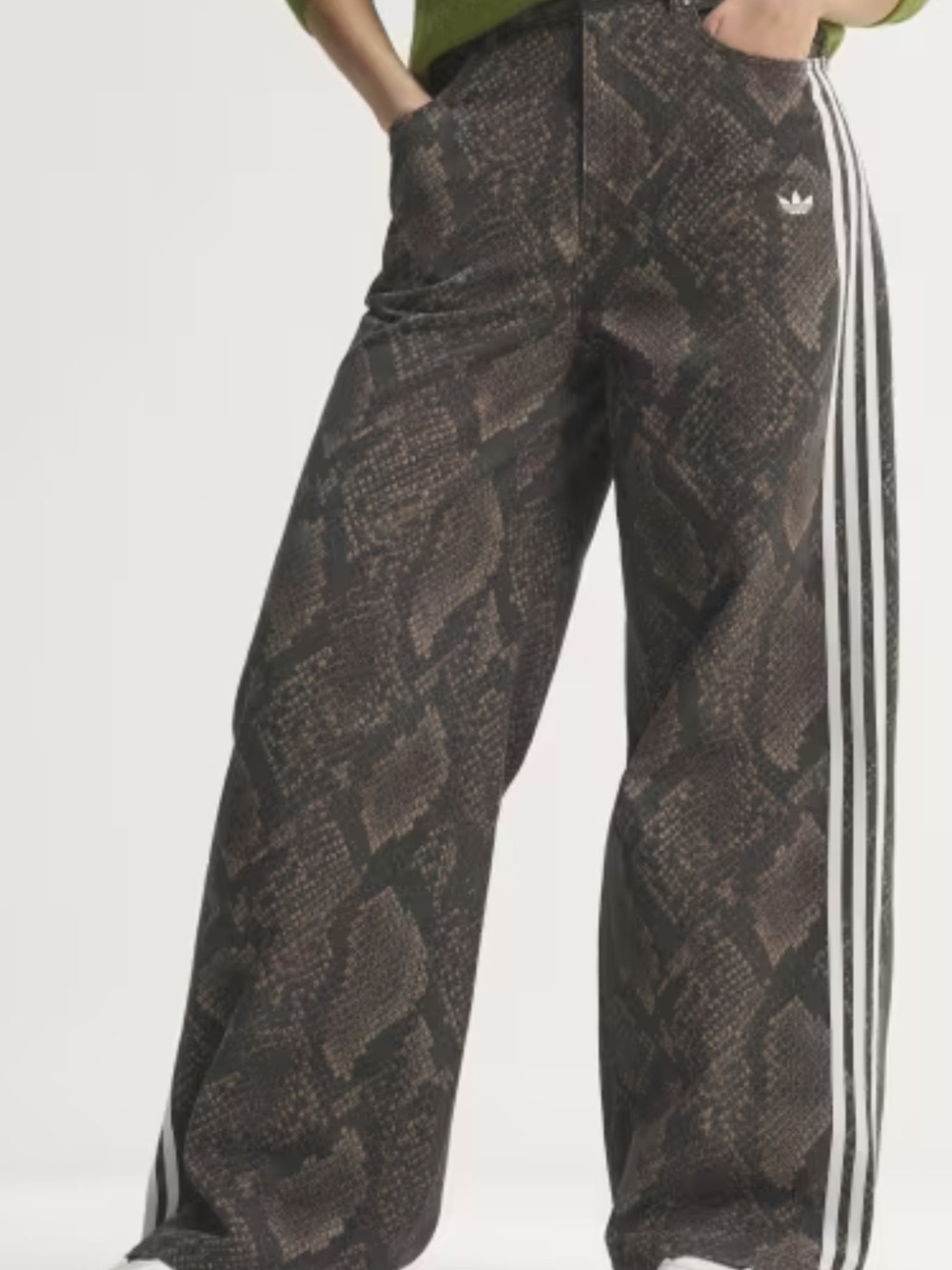 Adidas Women Brown & Black Snake Print Denim Loose Fit with White Stripes | Poshmark