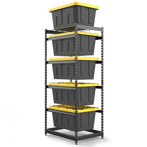 27 Gallon Tote Storage Rack, Heavy-Duty Storage Bin Rack Organizer, 5-Tier Standing Storage Bin Shelves, 250 lb Capacity, Maximize Space for Garage, Warehouse, Utility, 1-Pack (Totes Not Included) | Amazon (US)
