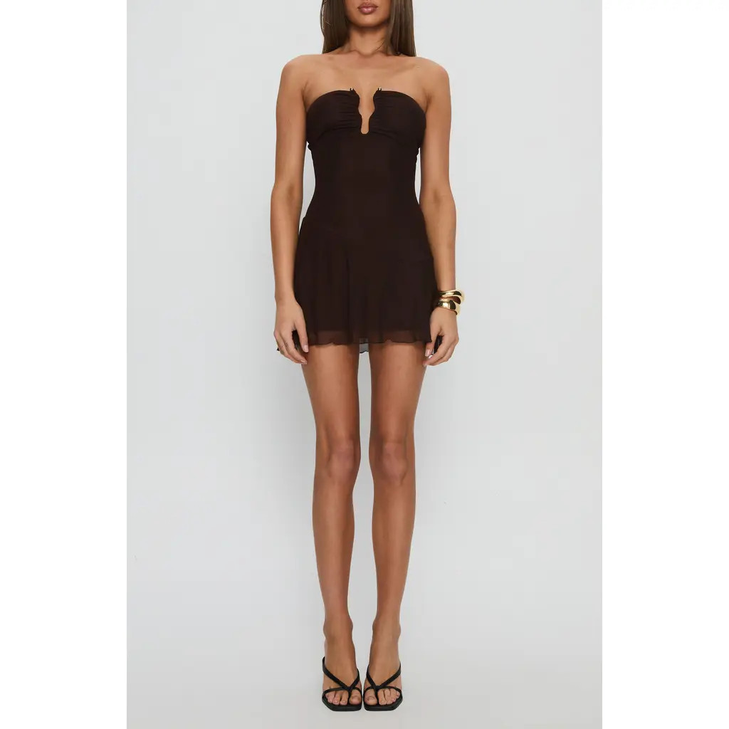 Princess Polly Love to Love Strapless Minidress in Brown  Mini Dress Brown Dress Mini Dress Vacation | Nordstrom