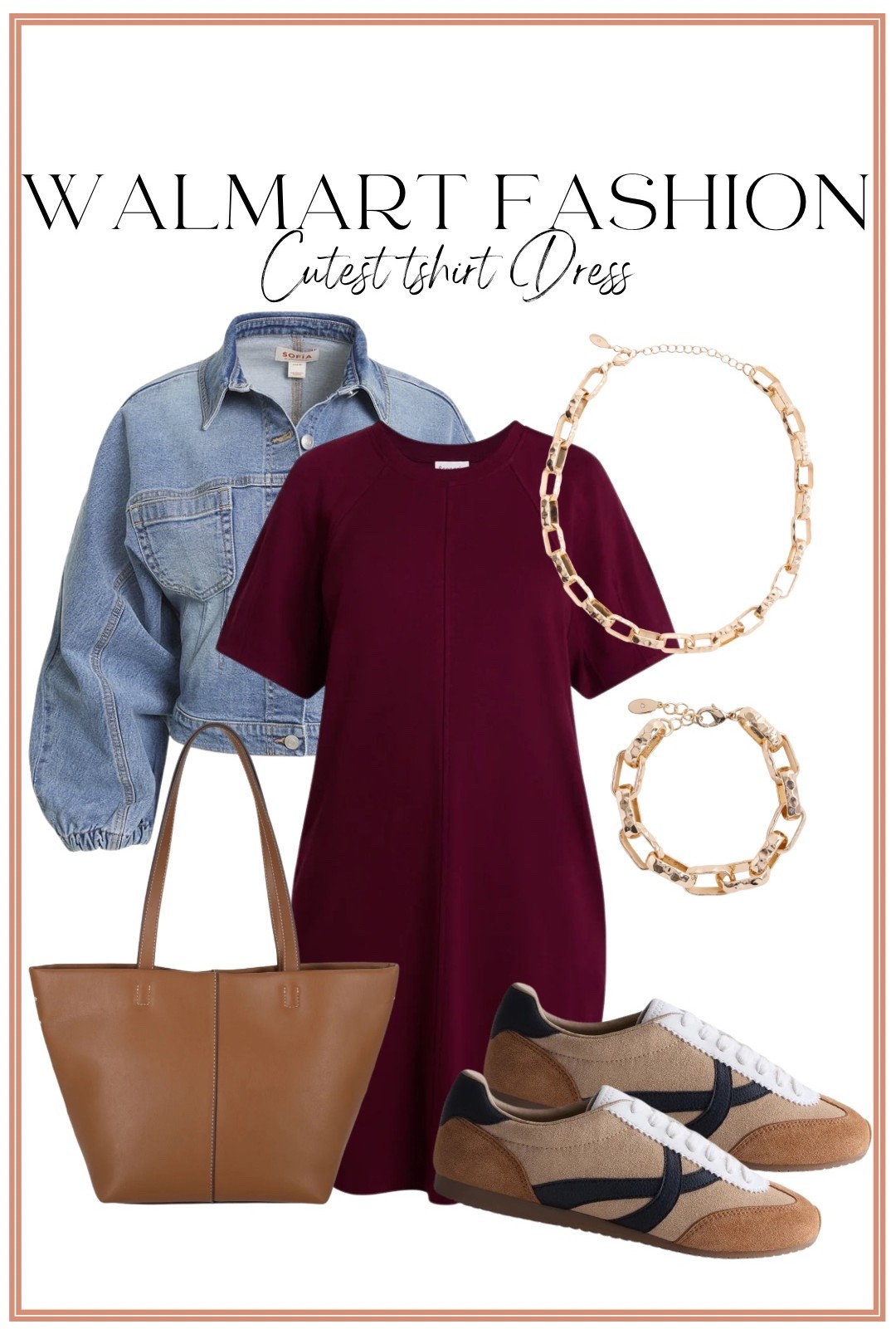 This Walmart fashion find is SO good! 😍 This rich burgundy t-shirt dress is such an easy piece to dress up or down, and I love it paired with a denim jacket, neutral sneakers and a classic tote. The color is gorgeous for transitioning into fall, but the short sleeves make it perfect to start wearing now. Add a few gold accessories and you have the cutest effortless everyday outfit! 🤎

#walmartfashion #walmartfinds #walmartnewarrivals #walmartstyle #walmartoutfit #affordablefashion #fallfashion #falloutfitideas #casualoutfit #tshirtdress #affordablestyle #everydaystyle #momstyle #fashionfinds