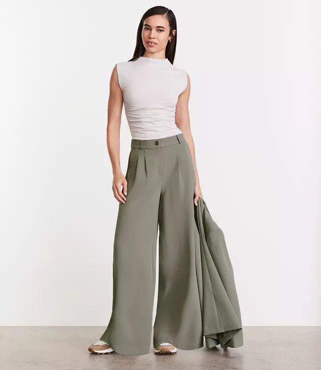 LOFT Versa 360 Knit Ruched Mock Neck Top | LOFT