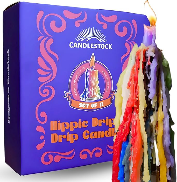 Candlestock Hippie Drippy Drip Candles - Pack of 11 Dripping Taper Candles - Wine Bottle Melting ... | Amazon (US)