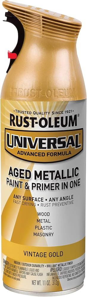 Rust-Oleum 342918 Universal All Surface Aged Metallic Spray Paint, 11 oz, Vintage Gold | Amazon (US)