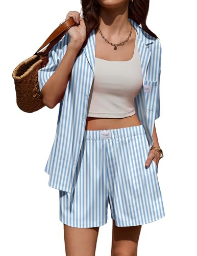 Ekouaer Two Piece Sets for Women Summer Y2K Shirt and Shorts Beach Vacation Cruise Outfits Travel... | Amazon (US)