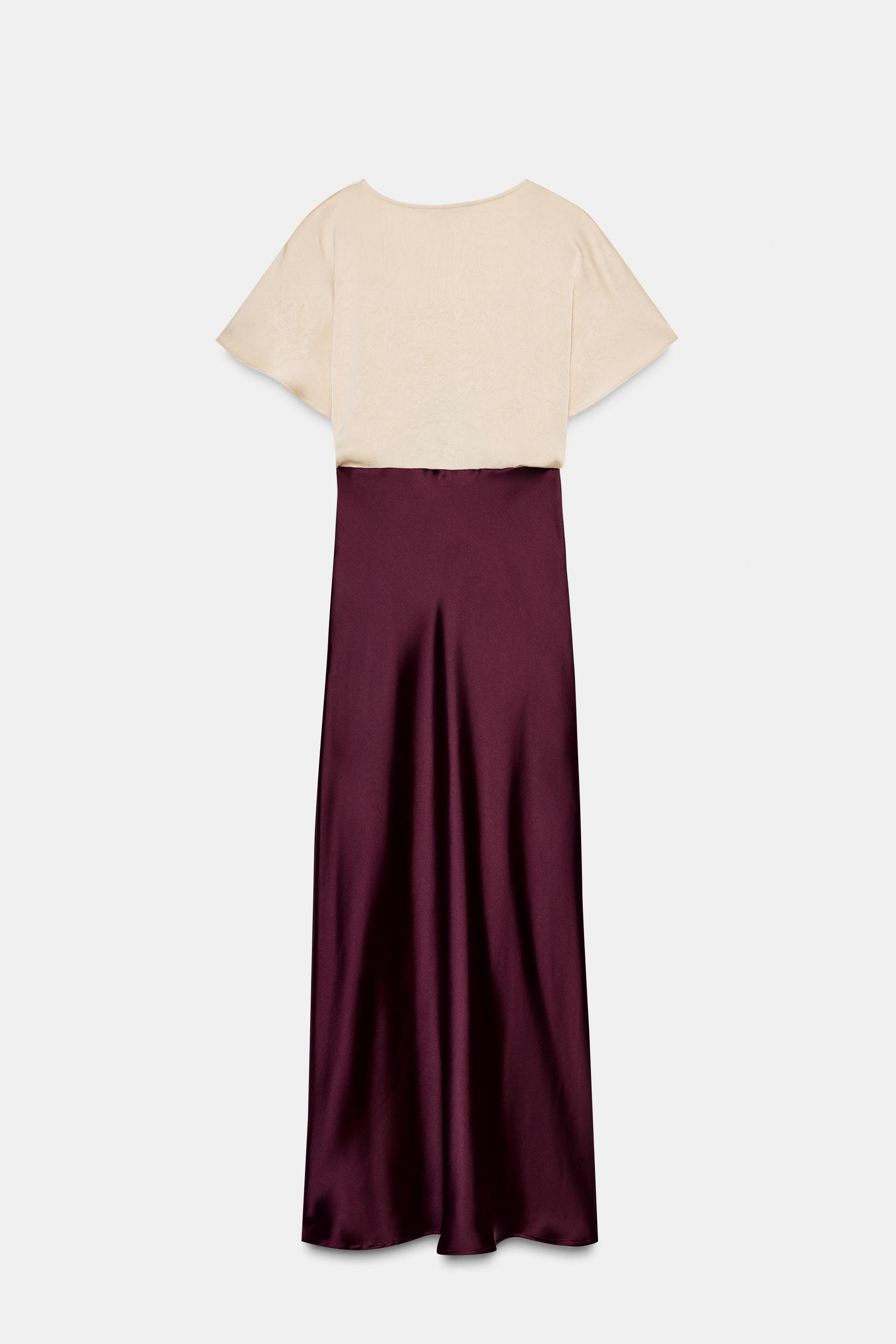 MIDI SATIN EFFECT LACE COMBINATION DRESS | Zara US