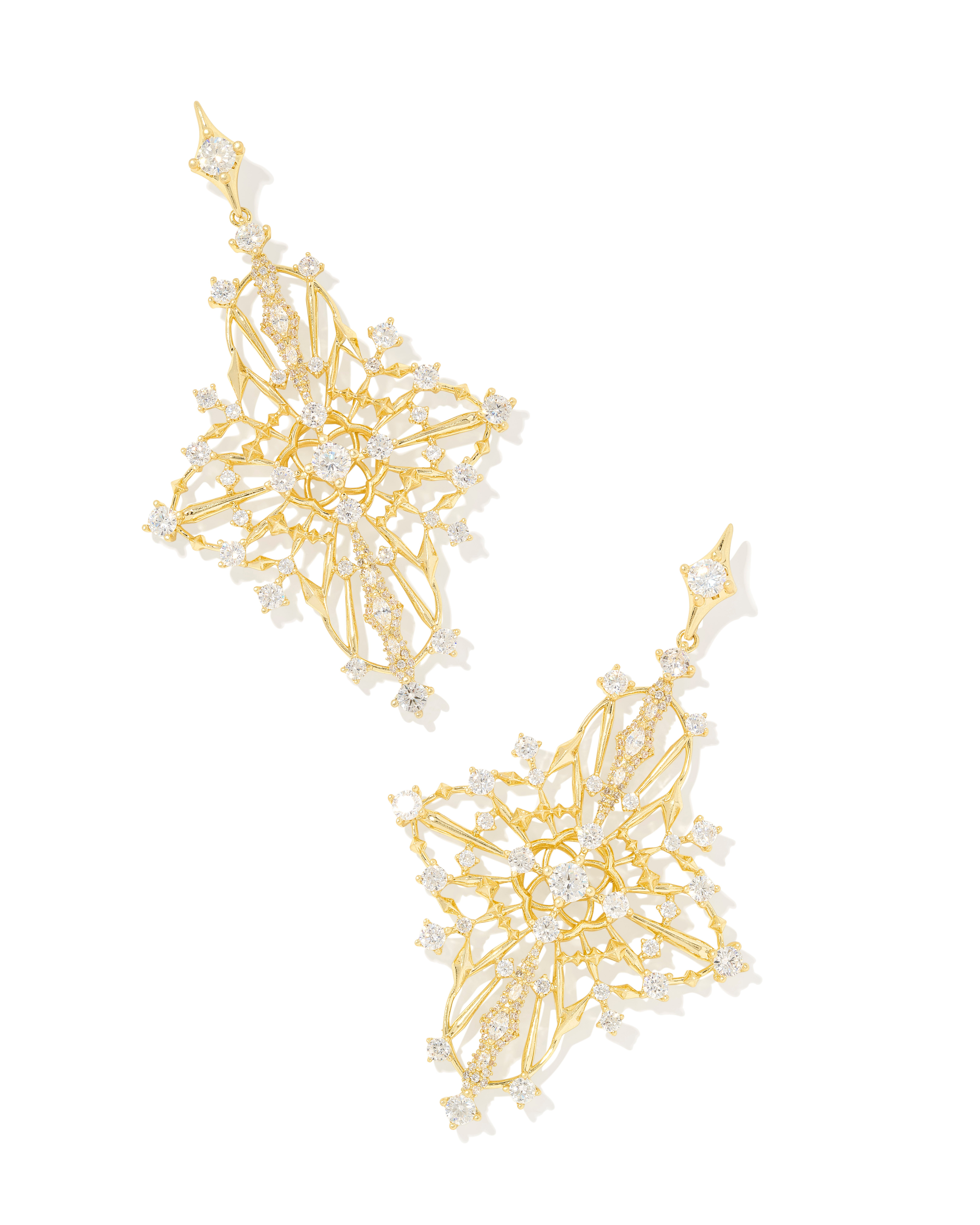 Rosalie Gold Statement Earrings in White Crystal | Kendra Scott