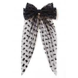 Skull Mesh Bow Hair Barrette | Chicwish