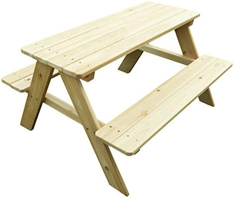 Merry Garden Kids Wooden Picnic Bench Outdoor Patio Dining Table, Natural | Amazon (US)