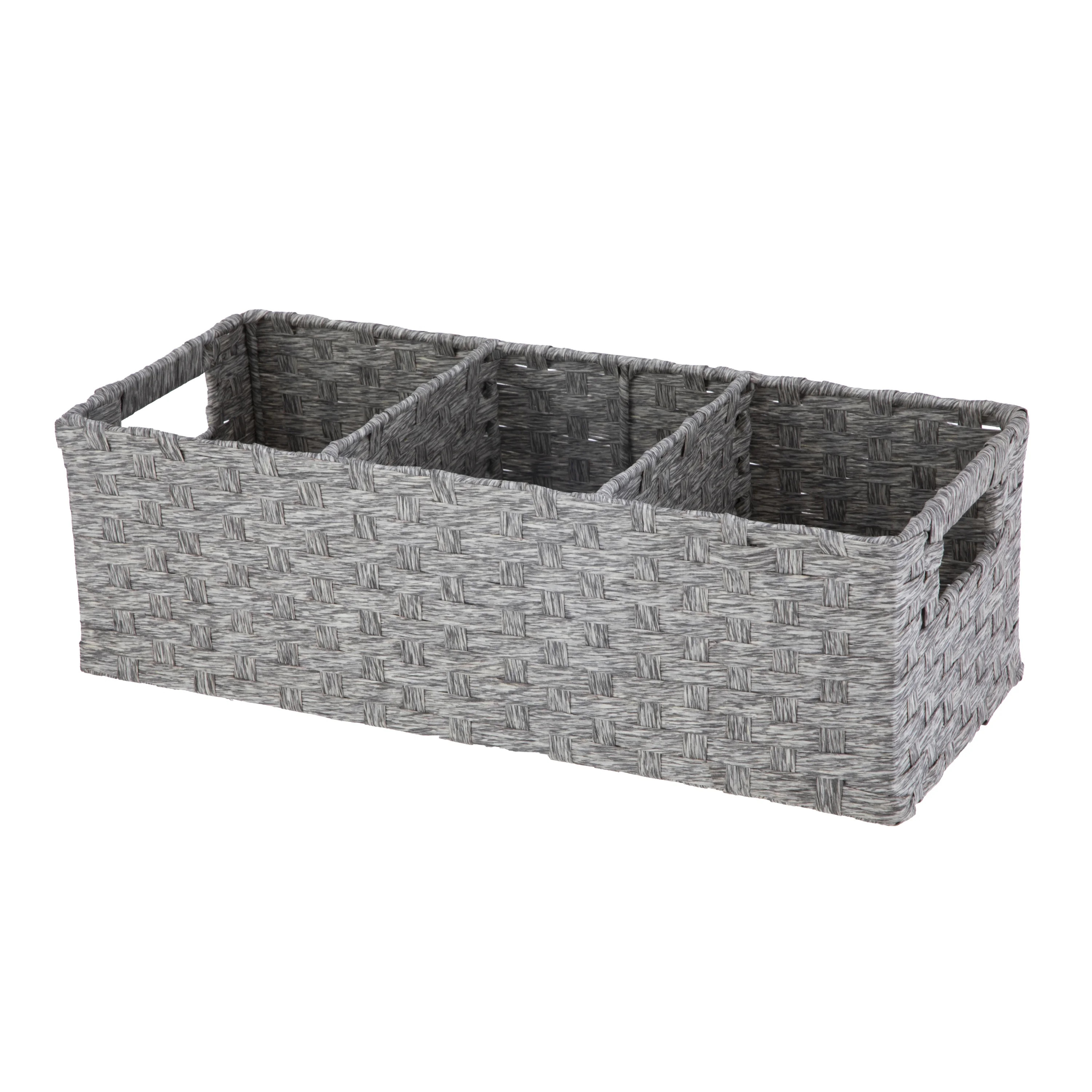Mainstays Gray Paper Rope 3-Compartment Storage Basket with Handles | Walmart (US)