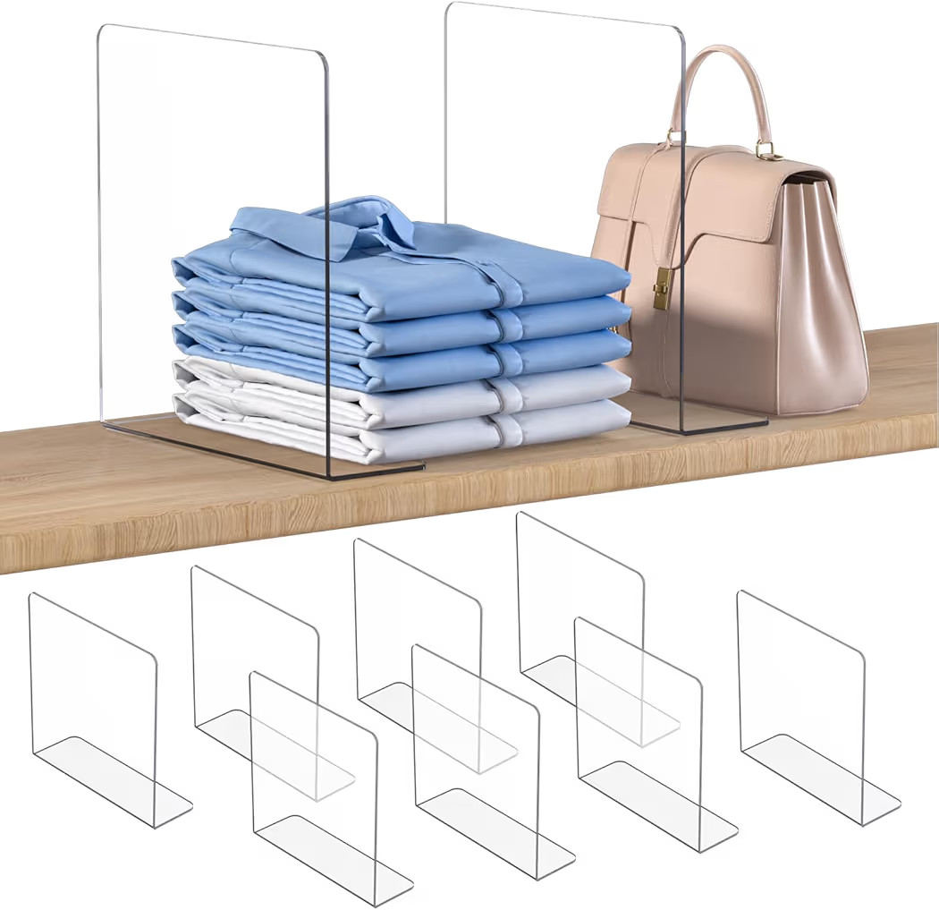 OKPOW Shelf Dividers Closet Organizer - 12" Tall X 11.8" Deep Acrylic Clear Sturdy Separate for C... | Amazon (US)