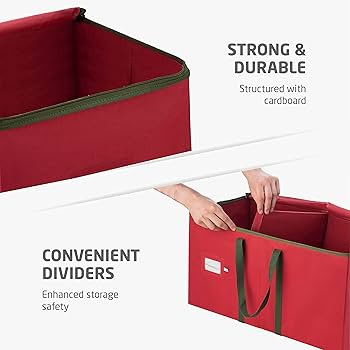 ZOBER Large Christmas Ornament Storage Box - Stores 128 Ornaments W/Dividers - Non-Woven, Durable... | Amazon (US)