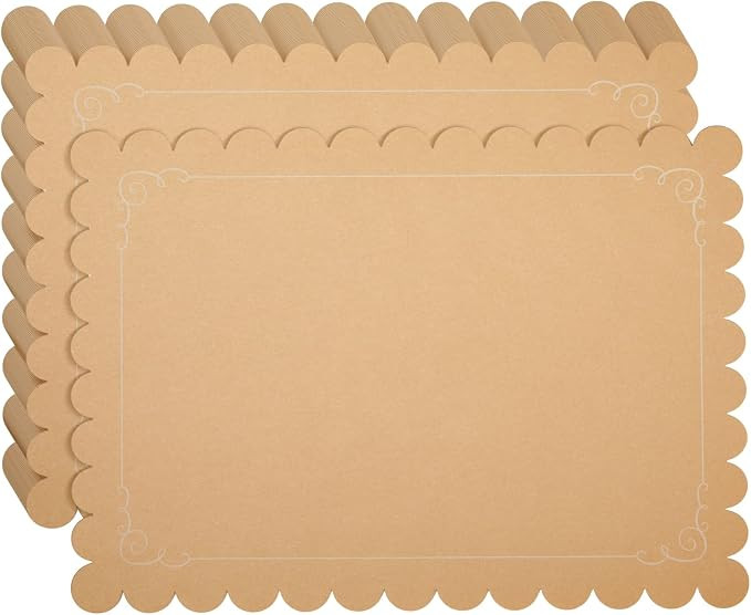 Juvale Scalloped Paper Placemats - Convenient Disposable Placemats - Elegant Table Settings - Pap... | Amazon (US)
