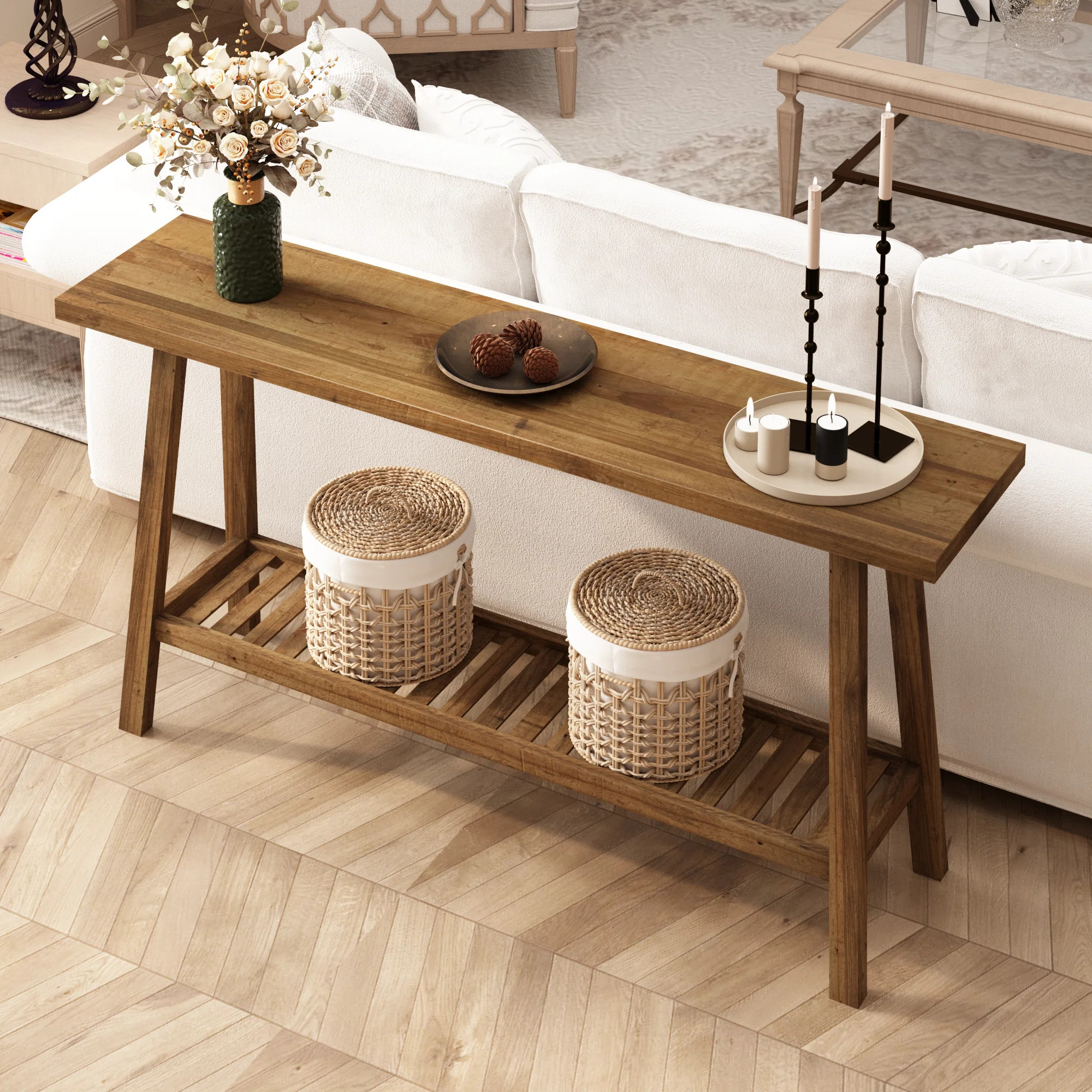 Solid Reclaimed Wood Console Table with Shelf | Wayfair North America