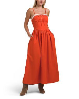 Emma Spaghetti Maxi Dress With Lace Trim | TJ Maxx