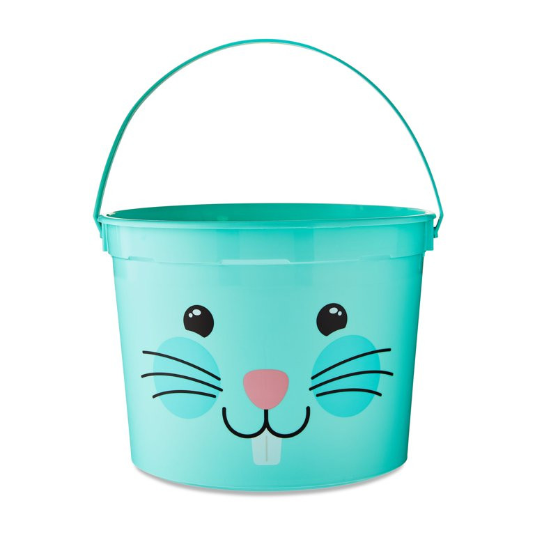 Easter Blue Bunny Face Plastic Bucket, 5 qt, by Way To Celebrate | Walmart (US)