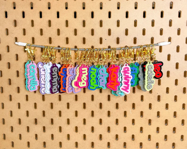 MINI BAG TAGS - Set of 2 or 4 - Tiny Custom Name Keychains for Kids Backpacks, Lunch Boxes, Jacke... | Etsy (US)