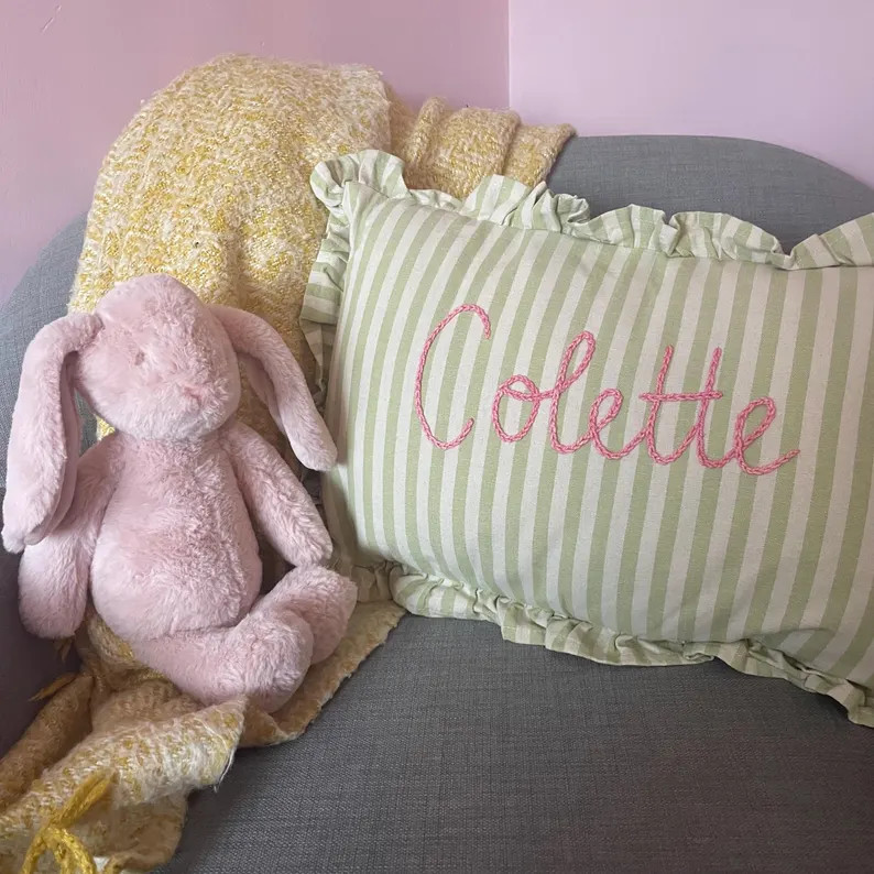 Hand Embroidered Personalised Cushion - Etsy UK | Etsy (UK)