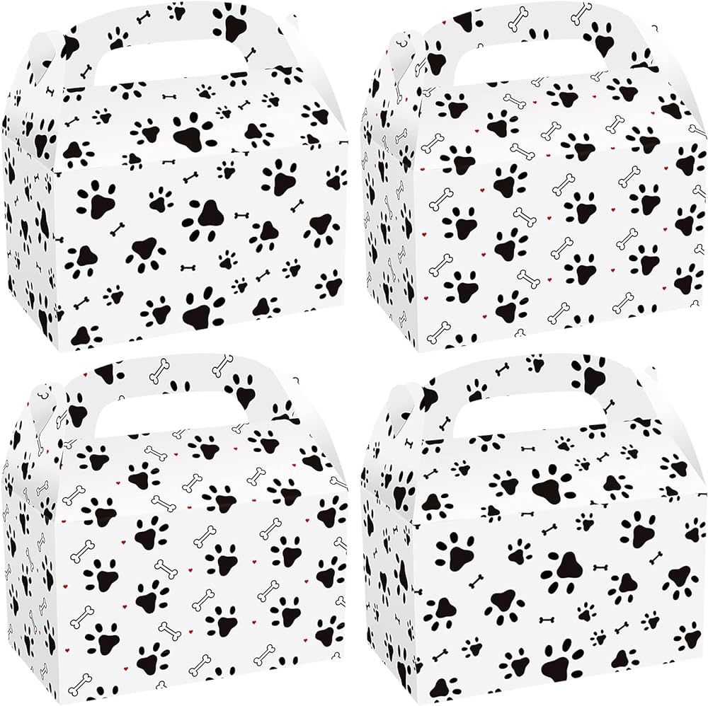 CIEOVO 24 Pack Puppy Party Goodie Gift Boxes, Dog Paw Print Party Paper Gift Boxes Bags for Puppy... | Amazon (US)
