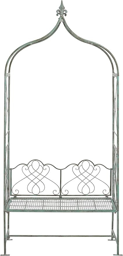 SAFAVIEH Outdoor Collection Eloise Victorian Antique Dark Green Wrought Iron Garden Arch Arbor | Amazon (US)
