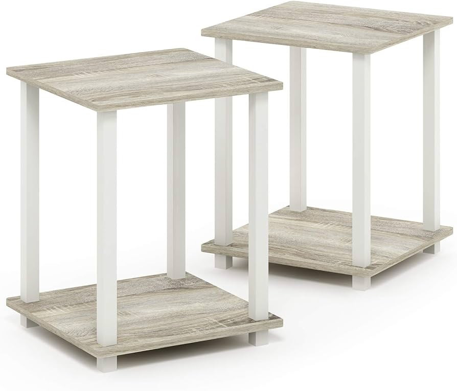Furinno Simplistic Set of 2 End Table, Sonoma Oak/White | Amazon (US)