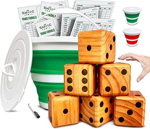 SWOOC Games - Yardzee, Farkle & 20+ Games - Giant Yard Dice Set (All Weather) with Collapsible Bu... | Amazon (US)