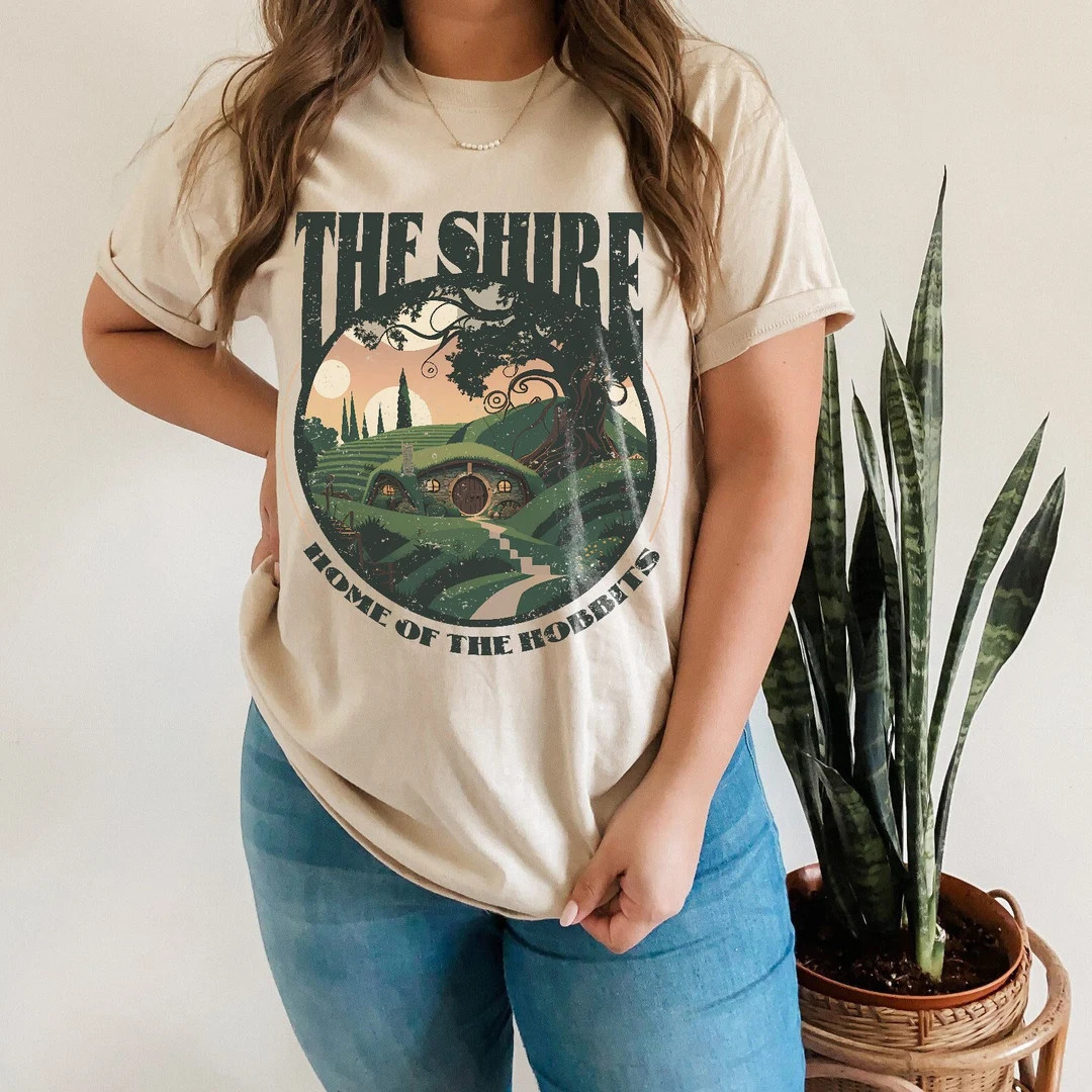 The Shire Shirt Distressed Fantasy Merch Tolkien Aragorn Frodo Baggins Elven Elrond the Fellowshi... | Etsy (US)