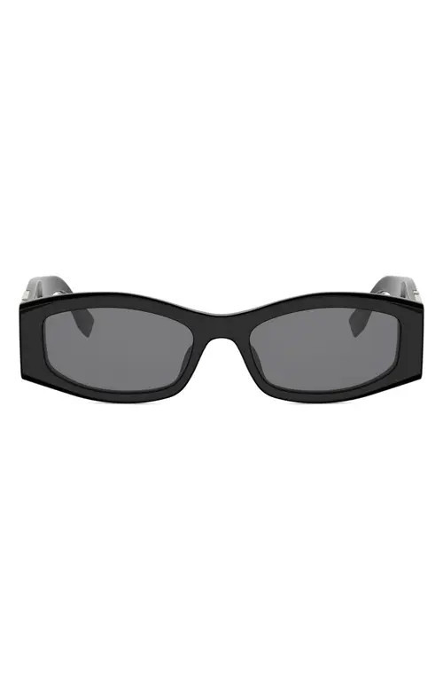 Forever Fendi 54mm Rectangular Sunglasses in Shiny Black /Smoke at Nordstrom | Nordstrom