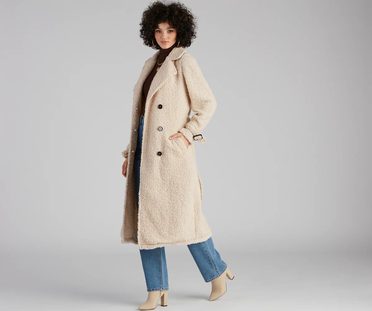 Locking Knit Down Sherpa Long Trench Coat | Windsor Stores