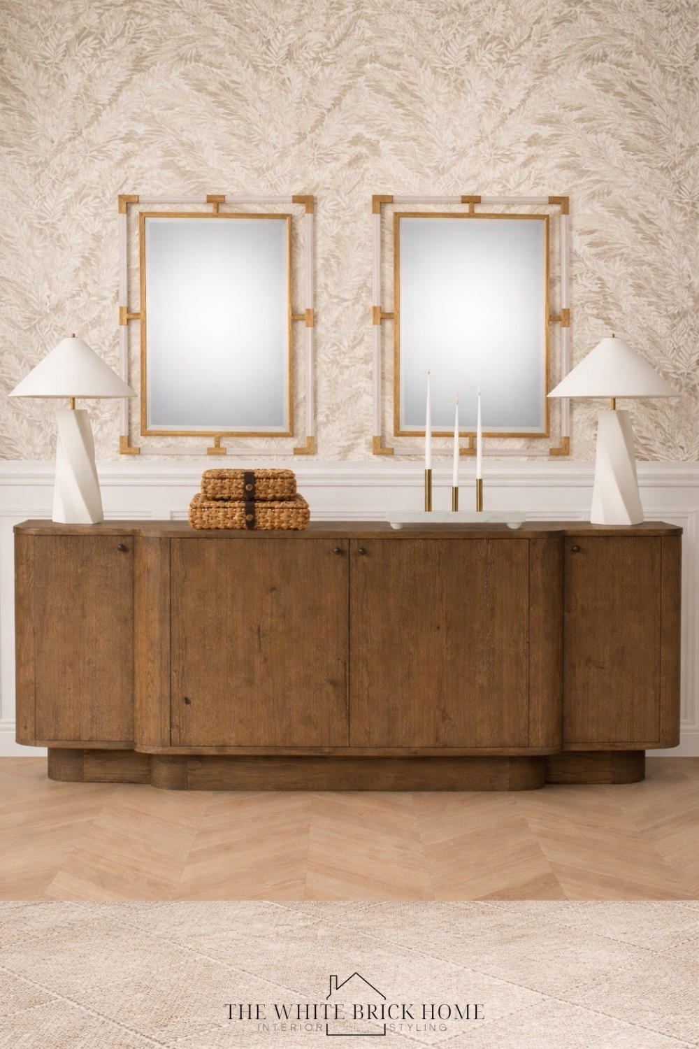 A dining room statement that layers rich wood tones, sculptural lighting, and soft wallpaper to create an elevated yet inviting focal point. 
🖤🖤
Dining room, dining room decor, dining room ideas, dining room buffet table, dining room lighting, table lap, wall mirror, home decor, home accents, buffet cabinet, McGee and co dining room, dining room ideas, dining room decor, home decor, home accents, wall mirror for dining room, dining room rug, cabinet, entryway decor, pottery barn, McGee and co, crate and barrel 


#LTKFindsUnder100 #LTKSaleAlert #LTKHome