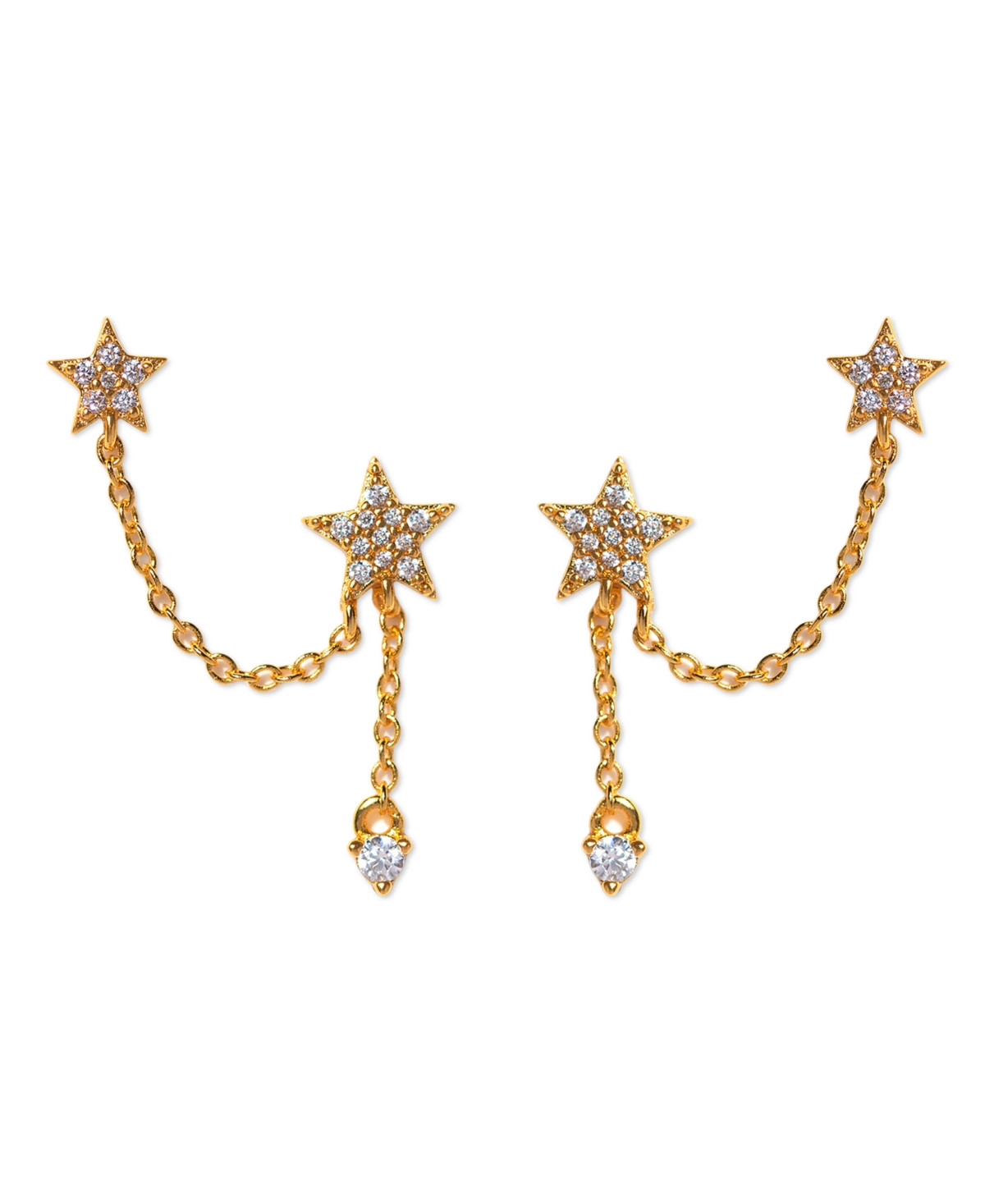 Girls Crew Crystal Gold Plated Stellar Connection Double Earrings - Gold | Macy's