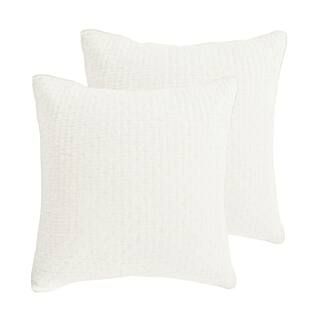 Cross Stitch Cream Solid Cotton 26 in. x 26 in. Euro Sham (Set of 2) | The Home Depot