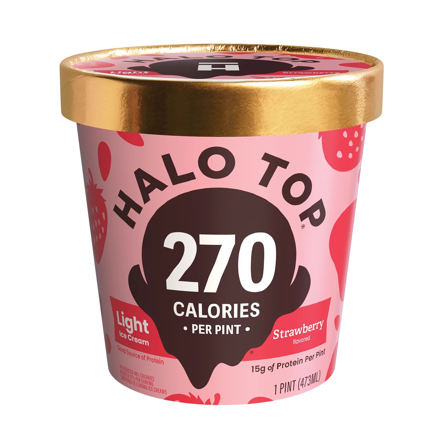 Halo Top Strawberry Light Ice Cream, 16 fl oz Pint | Walmart (US)